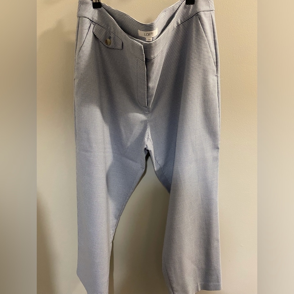 LOFT Women's blue and white Cropped ankle length pants size  16